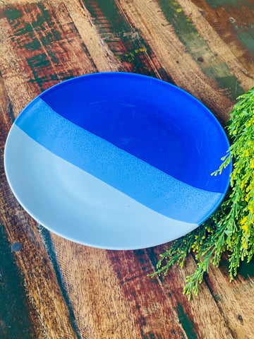 Blue Layered Hand Painted Dinner  Plate
